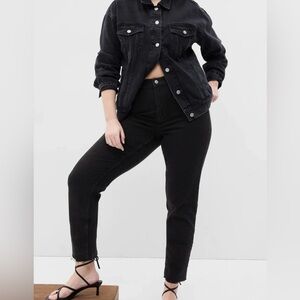Gap Vintage Slim Mid Rise Raw Hem Straight Leg Stretch NWT Black Jeans 14 Tall